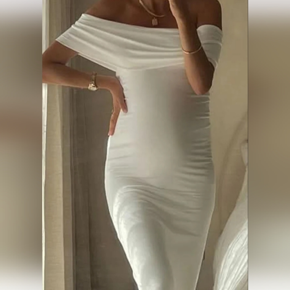 Classic One-Shoulder White Bodycon Dress
